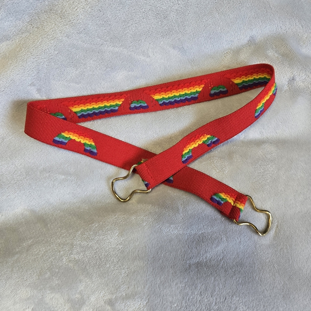 Vintage Red Rainbow Patterned Belt
